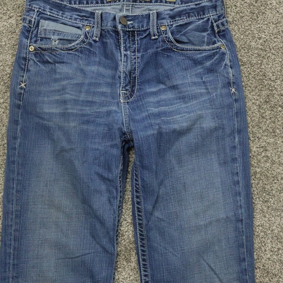 buckle Jeans mens 34X31 tyler Blue Denim Straight Leg Distressed - Picture 3 of 16